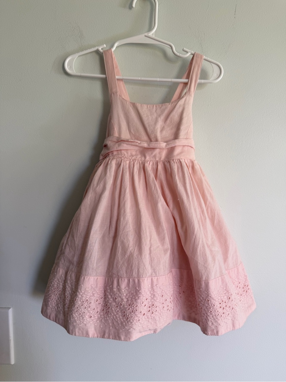 Hope & Henry Girls' Pink Eyelet Hem Sundress Coquette